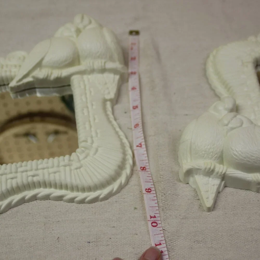 Vintage MCM Love Birds Mirrors Set Of 2 Faux Wicker